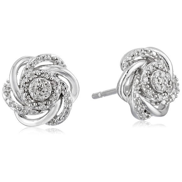 Natural Diamond Flower Earrings - Picture 1 of 9